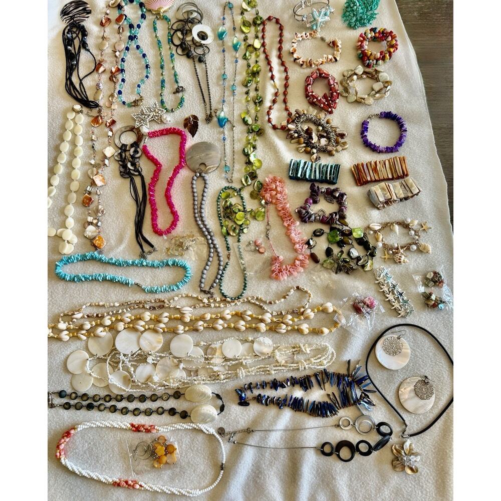 Vintage to Modern Beach Necklace Bracelets Earrings Sea Shell Jewelry Lot 2